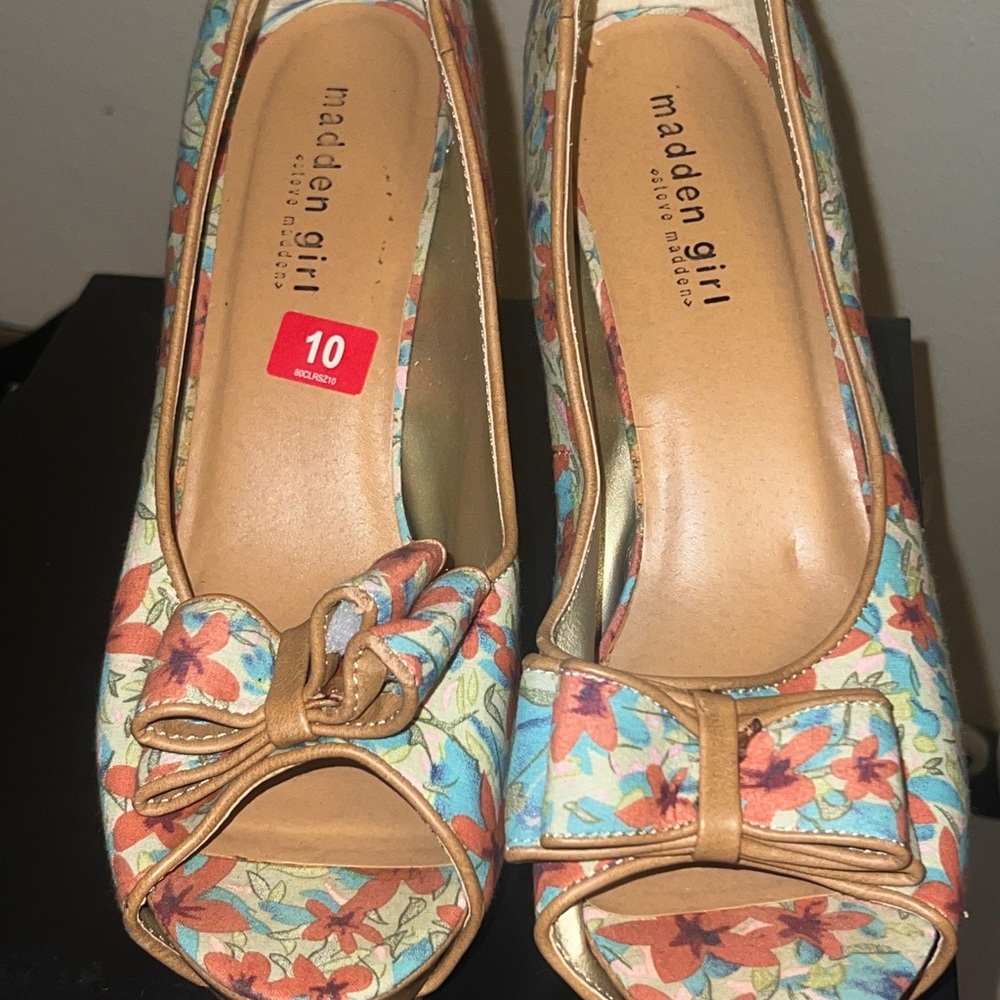 Madden Girl Floral Peep-Toe Heels - Multicolor
